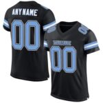 CUSTOM BLACK LIGHT BLUE-WHITE MESH AUTHENTIC FOOTBALL JERSEY