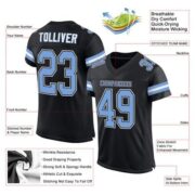 CUSTOM BLACK LIGHT BLUE-WHITE MESH AUTHENTIC FOOTBALL JERSEY - Image 2
