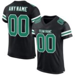 CUSTOM BLACK KELLY GREEN-WHITE MESH AUTHENTIC FOOTBALL JERSEY