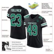 CUSTOM BLACK KELLY GREEN-WHITE MESH AUTHENTIC FOOTBALL JERSEY - Image 2