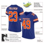 CUSTOM ROYAL ORANGE-WHITE MESH AUTHENTIC FOOTBALL JERSEY - Image 2