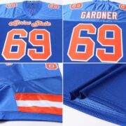 CUSTOM ROYAL ORANGE-WHITE MESH AUTHENTIC FOOTBALL JERSEY - Image 5