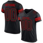 CUSTOM BLACK BLACK-RED MESH AUTHENTIC FOOTBALL JERSEY