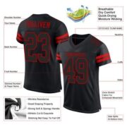 CUSTOM BLACK BLACK-RED MESH AUTHENTIC FOOTBALL JERSEY - Image 2