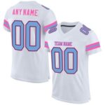 CUSTOM WHITE LIGHT BLUE-PINK MESH AUTHENTIC FOOTBALL JERSEY