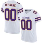 CUSTOM WHITE PURPLE-GOLD MESH AUTHENTIC FOOTBALL JERSEY
