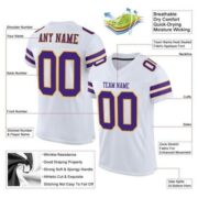 CUSTOM WHITE PURPLE-GOLD MESH AUTHENTIC FOOTBALL JERSEY - Image 4