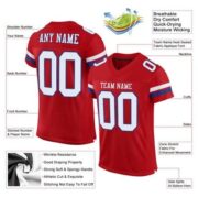 CUSTOM RED WHITE-ROYAL MESH AUTHENTIC FOOTBALL JERSEY - Image 4