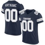CUSTOM NAVY WHITE MESH AUTHENTIC FOOTBALL JERSEY