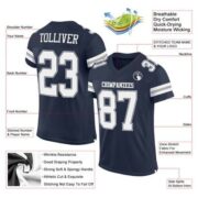 CUSTOM NAVY WHITE MESH AUTHENTIC FOOTBALL JERSEY - Image 2