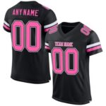 CUSTOM BLACK PINK-WHITE MESH AUTHENTIC FOOTBALL JERSEY