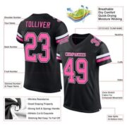 CUSTOM BLACK PINK-WHITE MESH AUTHENTIC FOOTBALL JERSEY - Image 2