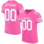 CUSTOM PINK WHITE MESH AUTHENTIC FOOTBALL JERSEY