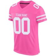 CUSTOM PINK WHITE MESH AUTHENTIC FOOTBALL JERSEY - Image 2