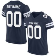 CUSTOM NAVY WHITE-GRAY MESH AUTHENTIC FOOTBALL JERSEY