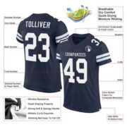 CUSTOM NAVY WHITE-GRAY MESH AUTHENTIC FOOTBALL JERSEY - Image 2