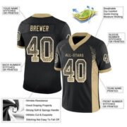 CUSTOM BLACK VEGAS GOLD-WHITE DRIFT FASHION FOOTBALL JERSEY - Image 2