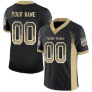 CUSTOM BLACK VEGAS GOLD-WHITE DRIFT FASHION FOOTBALL JERSEY