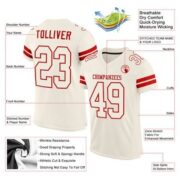 CUSTOM CREAM CREAM-RED MESH AUTHENTIC FOOTBALL JERSEY - Image 2
