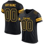 CUSTOM BLACK BLACK-GOLD MESH AUTHENTIC FOOTBALL JERSEY