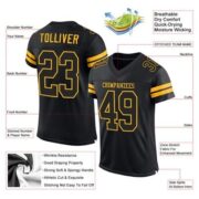 CUSTOM BLACK BLACK-GOLD MESH AUTHENTIC FOOTBALL JERSEY - Image 2