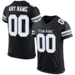 CUSTOM BLACK WHITE-SILVER MESH AUTHENTIC FOOTBALL JERSEY