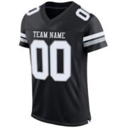 CUSTOM BLACK WHITE-SILVER MESH AUTHENTIC FOOTBALL JERSEY - Image 2