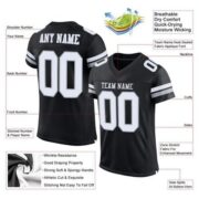 CUSTOM BLACK WHITE-SILVER MESH AUTHENTIC FOOTBALL JERSEY - Image 4