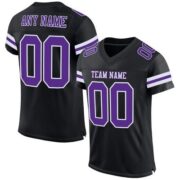 CUSTOM BLACK PURPLE-WHITE MESH AUTHENTIC FOOTBALL JERSEY