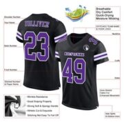 CUSTOM BLACK PURPLE-WHITE MESH AUTHENTIC FOOTBALL JERSEY - Image 3