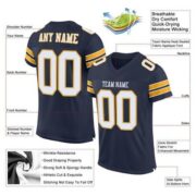 CUSTOM NAVY WHITE-GOLD MESH AUTHENTIC FOOTBALL JERSEY - Image 4