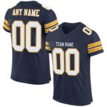 CUSTOM NAVY WHITE-GOLD MESH AUTHENTIC FOOTBALL JERSEY