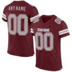 CUSTOM BURGUNDY GRAY-WHITE MESH AUTHENTIC FOOTBALL JERSEY