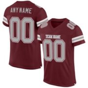 CUSTOM BURGUNDY GRAY-WHITE MESH AUTHENTIC FOOTBALL JERSEY