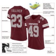 CUSTOM BURGUNDY GRAY-WHITE MESH AUTHENTIC FOOTBALL JERSEY - Image 2