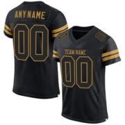 CUSTOM BLACK BLACK-OLD GOLD MESH AUTHENTIC FOOTBALL JERSEY