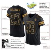 CUSTOM BLACK BLACK-OLD GOLD MESH AUTHENTIC FOOTBALL JERSEY - Image 2