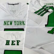 CUSTOM WHITE GRASS GREEN-BLACK MESH AUTHENTIC FOOTBALL JERSEY - Image 2