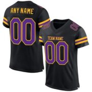 CUSTOM BLACK PURPLE-GOLD MESH AUTHENTIC FOOTBALL JERSEY