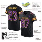 CUSTOM BLACK PURPLE-GOLD MESH AUTHENTIC FOOTBALL JERSEY - Image 2