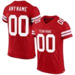 CUSTOM RED WHITE MESH AUTHENTIC FOOTBALL JERSEY