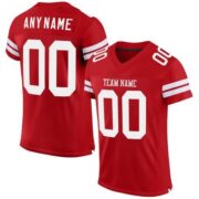 CUSTOM RED WHITE MESH AUTHENTIC FOOTBALL JERSEY