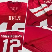 CUSTOM RED WHITE MESH AUTHENTIC FOOTBALL JERSEY - Image 2