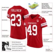 CUSTOM RED WHITE MESH AUTHENTIC FOOTBALL JERSEY - Image 3