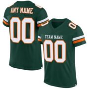 CUSTOM GREEN WHITE-ORANGE MESH AUTHENTIC FOOTBALL JERSEY