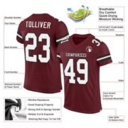 CUSTOM BURGUNDY WHITE-BLACK MESH AUTHENTIC FOOTBALL JERSEY - Image 2
