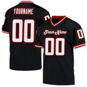CUSTOM BLACK WHITE-RED MESH AUTHENTIC THROWBACK FOOTBALL JERSEY