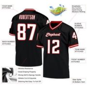 CUSTOM BLACK WHITE-RED MESH AUTHENTIC THROWBACK FOOTBALL JERSEY - Image 4