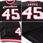 CUSTOM BLACK WHITE-RED MESH AUTHENTIC THROWBACK FOOTBALL JERSEY - Image 7